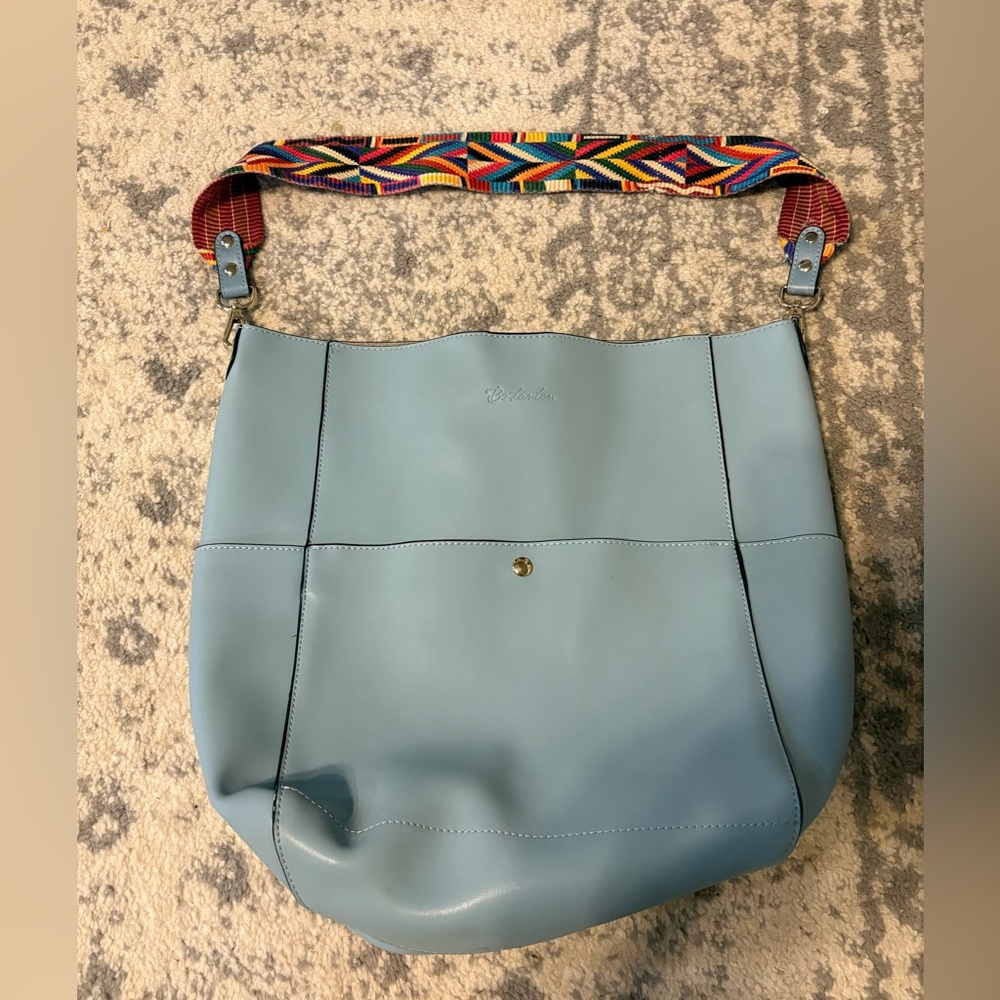 Blue leather bostanten hobo bag